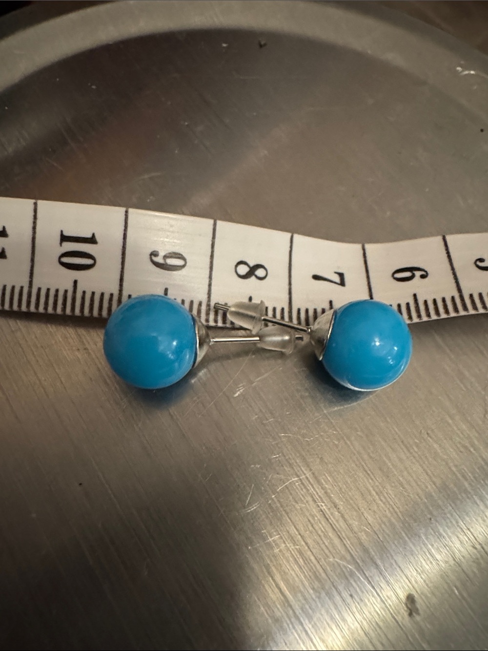 Source Unknown Turquoise Blue Ball Stud Earrings